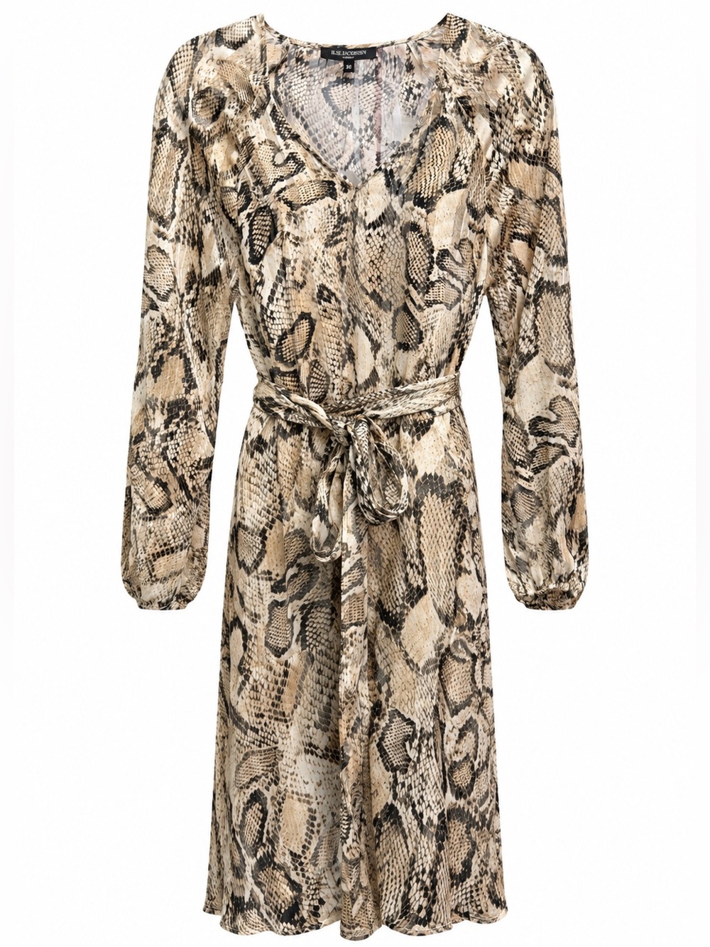 Ilse Jacobsen Snake Print Belted Midi Dress Size 6 EU 36 Luxury Designer NWT